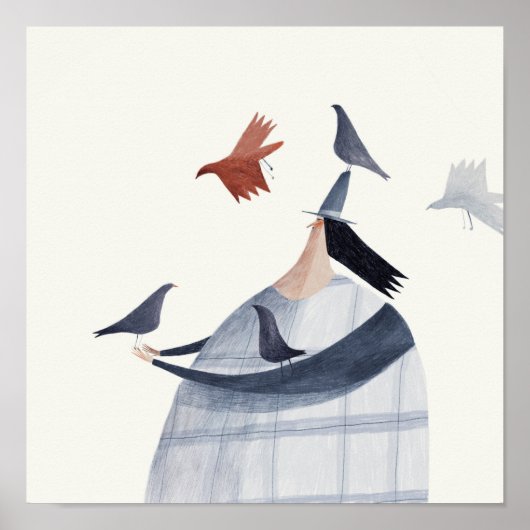 Vogel op kop poster (Voorkant)