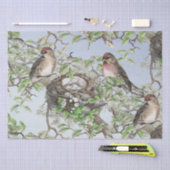 Vogel op nestblauwe hemelbomen laat ontkoppelingsb tissuepapier (Craft)