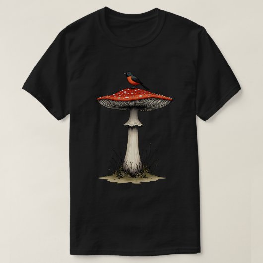 Vogel op Paddenstoel T-shirt (Design voorkant)