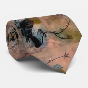 Vogel op Sakura-boom Stropdas