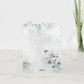 Vogel op sneeuwbijkantoor met kerst met bessen feestdagen kaart (Achterkant)