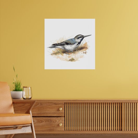 vogel op strand poster (Woonkamer 2)