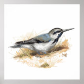vogel op strand poster (Voorkant)