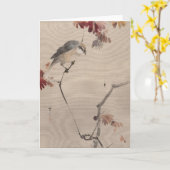 Vogel op tak kijken Spider | Watanabe Seitei Kaart (Gele Bloem)