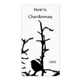 Vogel op tak witte wijn etiket (Voorkant)