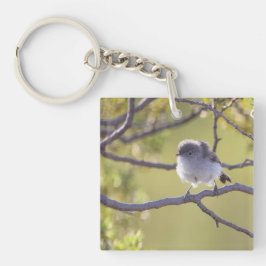 Vogel op Twig (Bushtit) Sleutelhanger