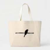 Vogel op Wire Silhouette Fotografie Grote Tote Bag (Voorkant)