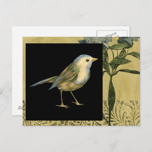 Vogel op zwarte en  achtergrond briefkaart (Voorkant / Achterkant)