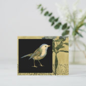 Vogel op zwarte en  achtergrond briefkaart (Staand voorkant)