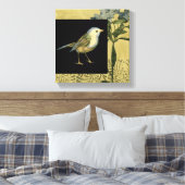 Vogel op zwarte en  achtergrond canvas afdruk (Insitu (Slaapkamer))