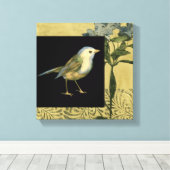 Vogel op zwarte en  achtergrond canvas afdruk (Insitu (Houten vloer))