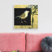 Vogel op zwarte en  achtergrond canvas afdruk (Insitu (Woonkamer))