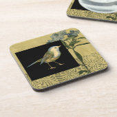 Vogel op zwarte en  achtergrond drankjes onderzetter (Linkerzijde)