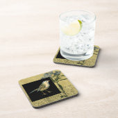 Vogel op zwarte en  achtergrond drankjes onderzetter (Rechterzijde)