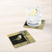 Vogel op zwarte en  achtergrond kartonnen onderzetters (Insitu)