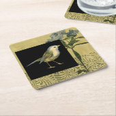 Vogel op zwarte en  achtergrond kartonnen onderzetters (Schuin)