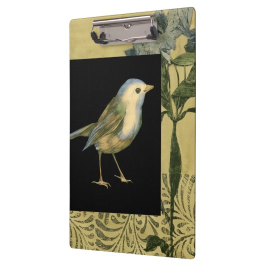 Vogel op zwarte en achtergrond klembord (Links)