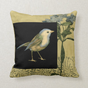 Vogel op zwarte en  achtergrond kussen