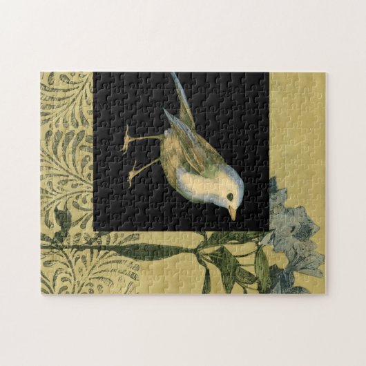 Vogel op zwarte en achtergrond legpuzzel (Horizontaal)