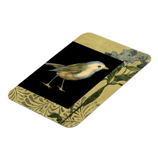 Vogel op zwarte en achtergrond magneet (Linkerzijde)