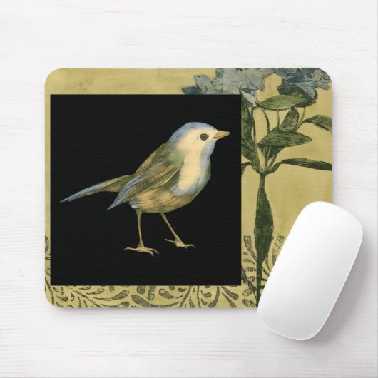 Vogel op zwarte en achtergrond muismat (Met muis)