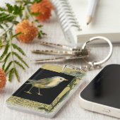 Vogel op zwarte en  achtergrond sleutelhanger (Voorkant Rechts)