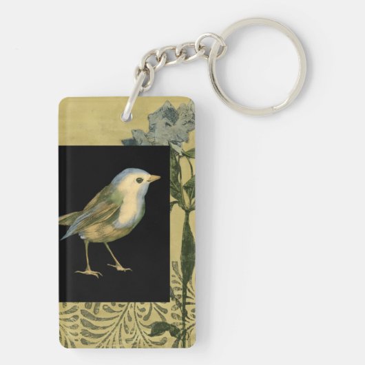 Vogel op zwarte en  achtergrond sleutelhanger (achterkant)