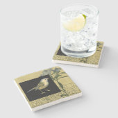 Vogel op zwarte en achtergrond stenen onderzetter (Zijkant)