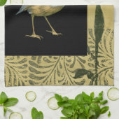 Vogel op zwarte en  achtergrond theedoek (Gevouwen)