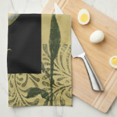 Vogel op zwarte en  achtergrond theedoek (Quarter Fold)