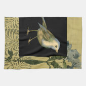 Vogel op zwarte en  achtergrond theedoek (Horizontaal)