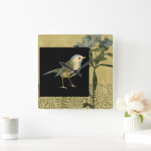 Vogel op zwarte en  achtergrond vierkante klok (Huis)