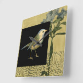 Vogel op zwarte en  achtergrond vierkante klok (Hoek)
