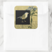 Vogel op zwarte en  achtergrond vierkante sticker (Tas)
