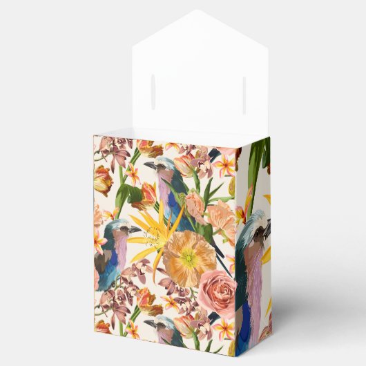 Vogel, oranje lentebloemen, tropische illustratie bedankdoosjes (Geopend)