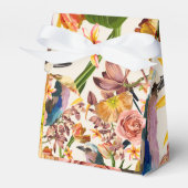 Vogel, oranje lentebloemen, tropische illustratie bedankdoosjes (Voorkant Zijde)