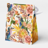 Vogel, oranje lentebloemen, tropische illustratie bedankdoosjes (Achterkant)