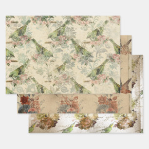 Vogel Oude Decoupage Victoriaans Antiek Inpakpapier Vel
