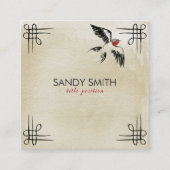 Vogel over beige achtergrond vierkante visitekaartje (Voorkant)