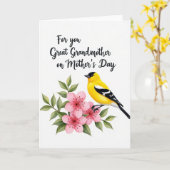Vogel Overgrootmoeder Kaart (Gele Bloem)