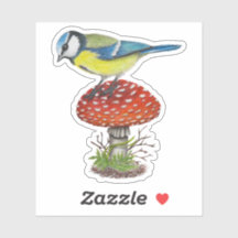 Vogel Paddenstoel Herfst Bos Illustratie Botanisch