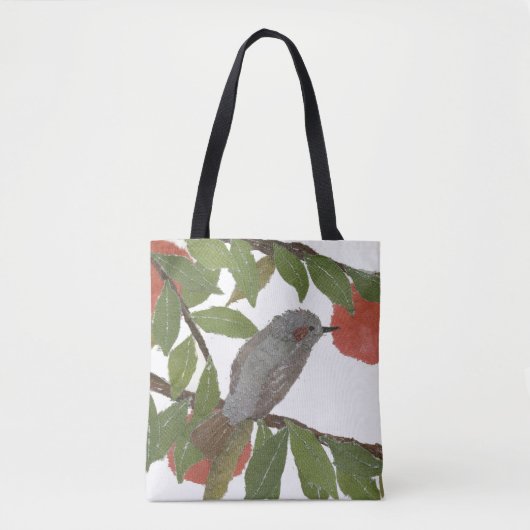 Vogel, Persimmon, Boom, Bulbul, Oriental, Japans Tote Bag (Voorkant)