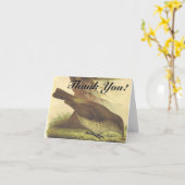 Vogel pikken op de grond "dank je!" kaart (Gele Bloem)