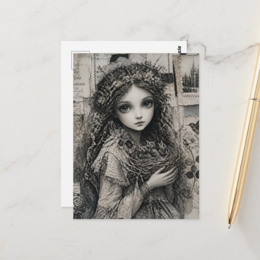 Vogel Prinses Fee Briefkaart (Voorkant / Achterkant in situ)