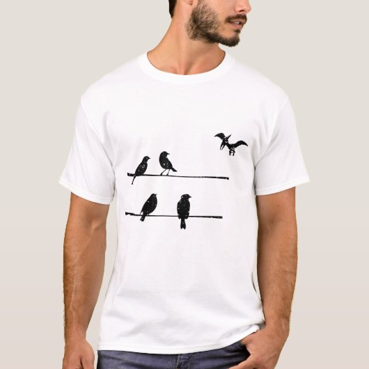 Vogel Pterodactyls op draad - Vogeldinosaurus T-shirt (Voorkant)