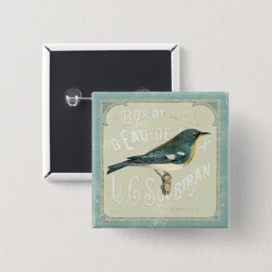  vogel rechts vierkante button 5,1 cm (Voorkant /achterkant)