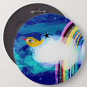Vogel regenboog blauwe lucht ronde button 6,0 cm (Voorkant /achterkant)
