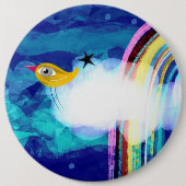 Vogel regenboog blauwe lucht ronde button 6,0 cm (Voorkant)