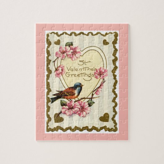 Vogel Roze Valentijn Puzzel Cadeaubox (Verticaal)