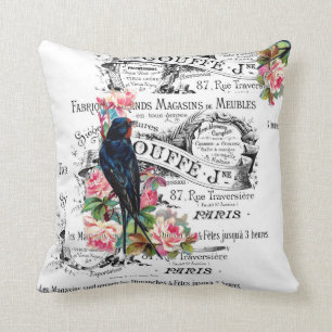  vogel, Rozen, Parijs Pillow Kussen